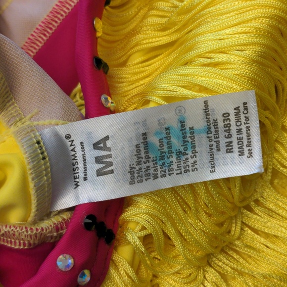 Weissman Yellow and Pink Fringe Dance Costume Adult Medium - Picture 8 of 8